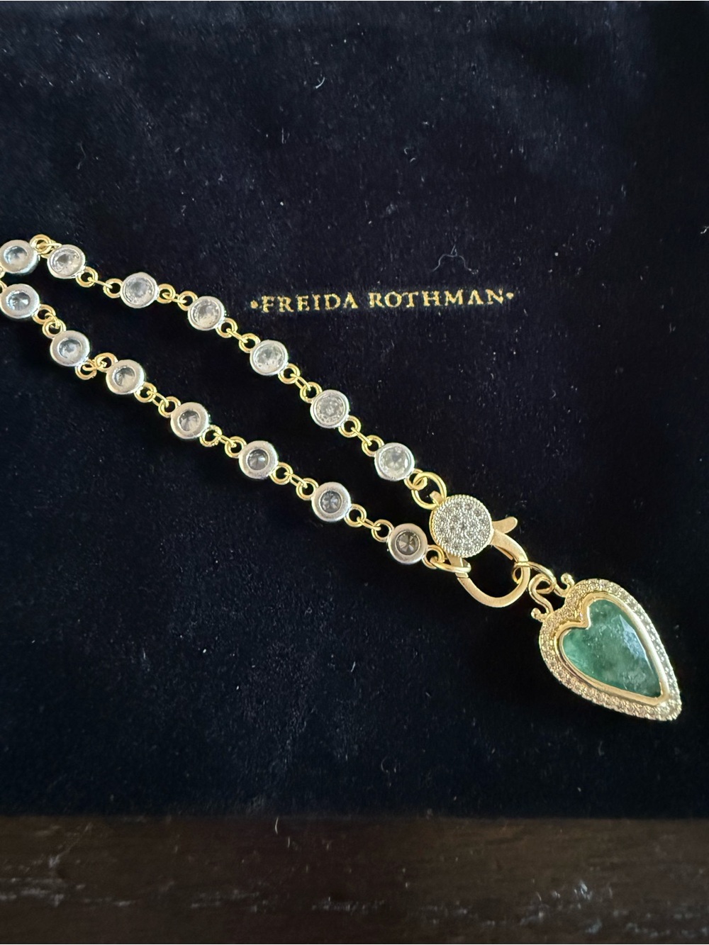 Freida Rothman Gold Necklace with Amazonite Heart Pendant